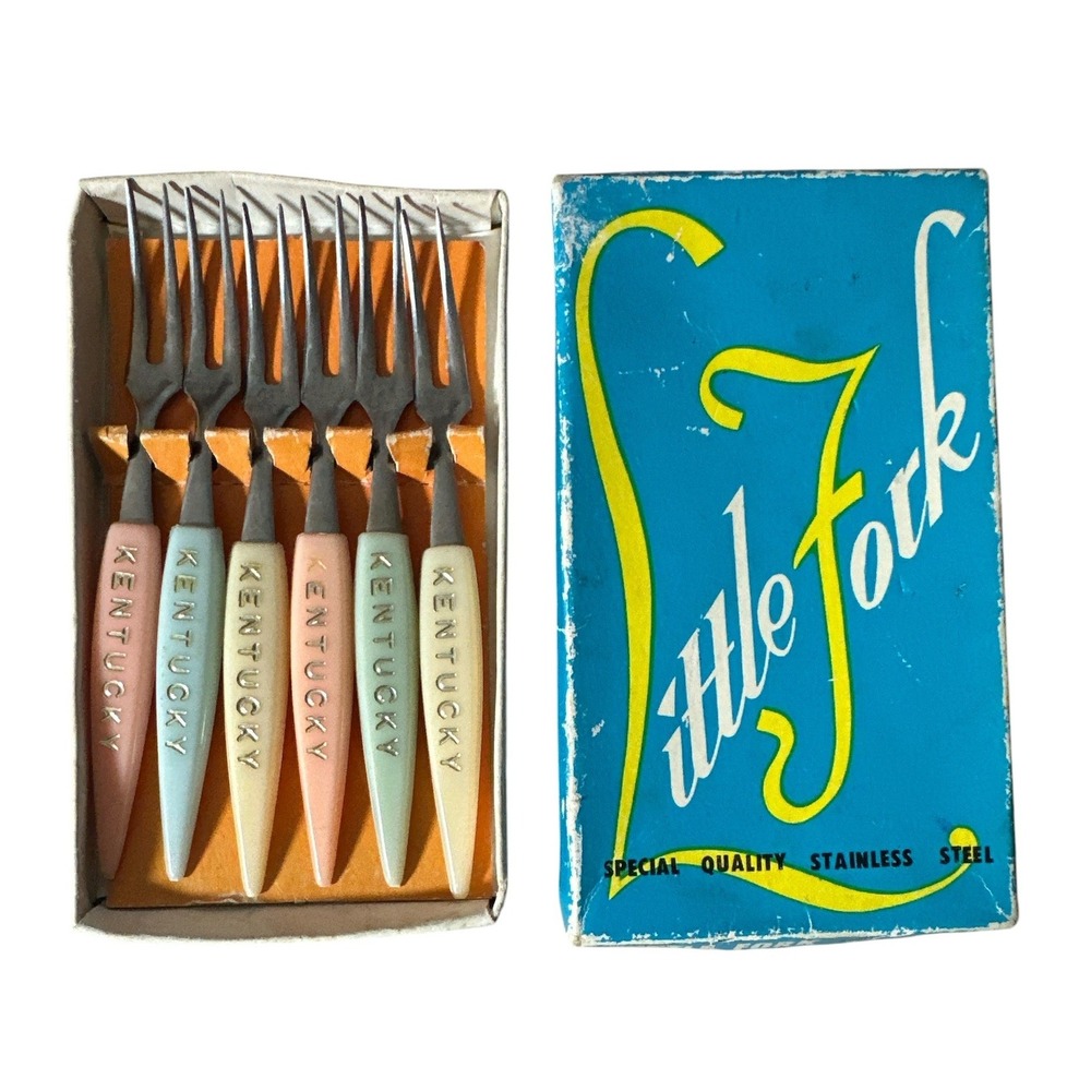 Vintage Little Fork Kentucky Appetizer Cocktail Forks Set‎ of 6 Stainless Steel